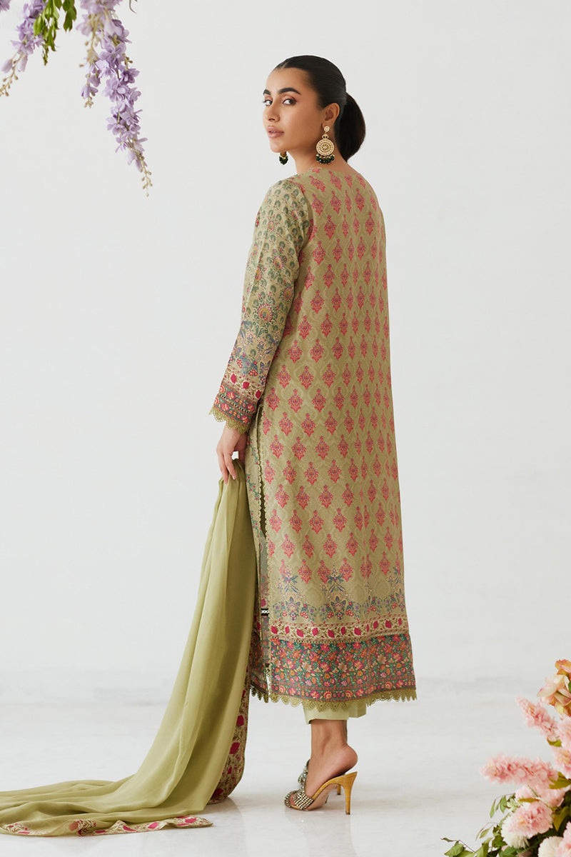 Mina Hasan | Signature Pret | Sage Sanguine - Luxury Dress - available at Maria Faisal in UK and USA.