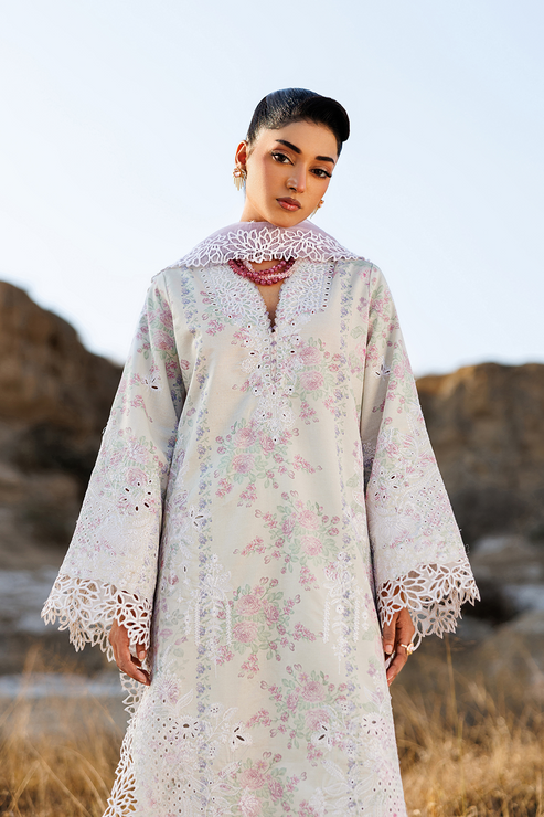 Emaan adeel | Sunlit Groove Luxury Lawn 26 | SUNNY SPLASH - Luxury Dress - available at Maria Faisal in UK and USA.