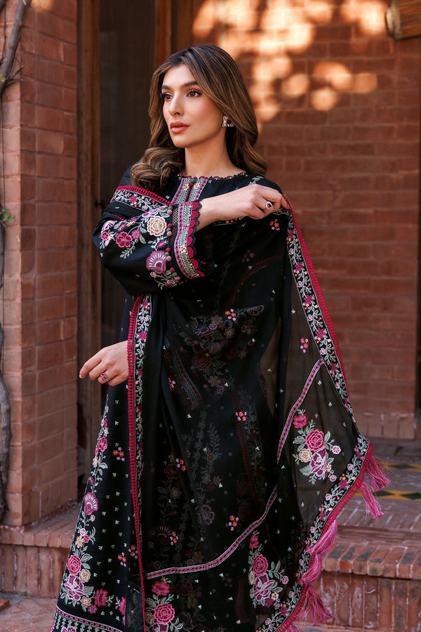 Farasha | Dastoor Embroidered Lawn SS24 | ORNATE NOIR - Waniyas