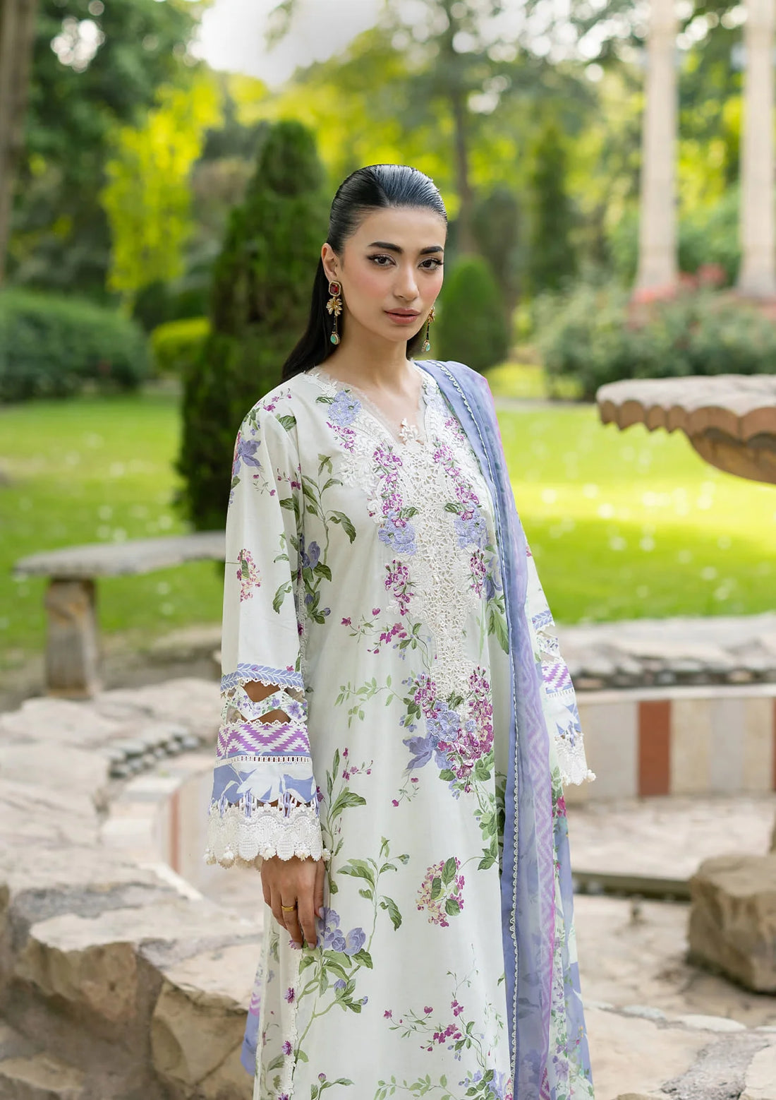 Elaf Premium | Signature Embroidered Lawn with Chiffon Collection 26 | ESG-3B KATIE - Luxury Dress - available at Maria Faisal in UK and USA.