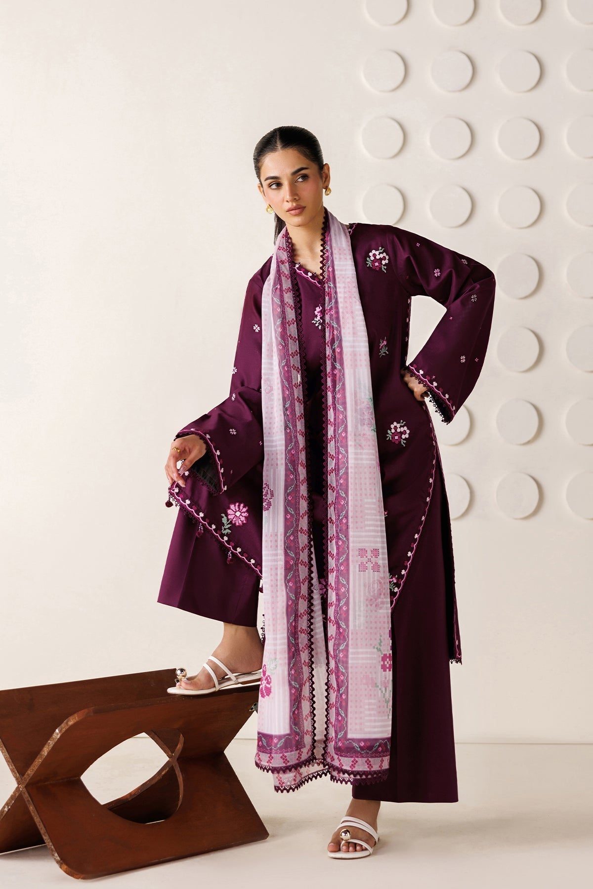 Farasha | Summer Melody 26 | Magenta Aura - Casual Dress - available at Maria Faisal in UK and USA.