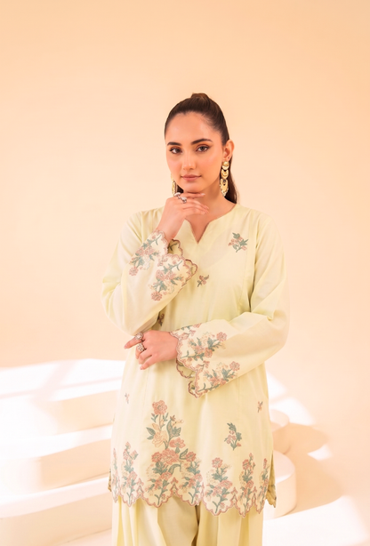 Faiza Faisal | FNF Cords Edit | CITRON DEW - Casual Dress - available at Maria Faisal in UK and USA.