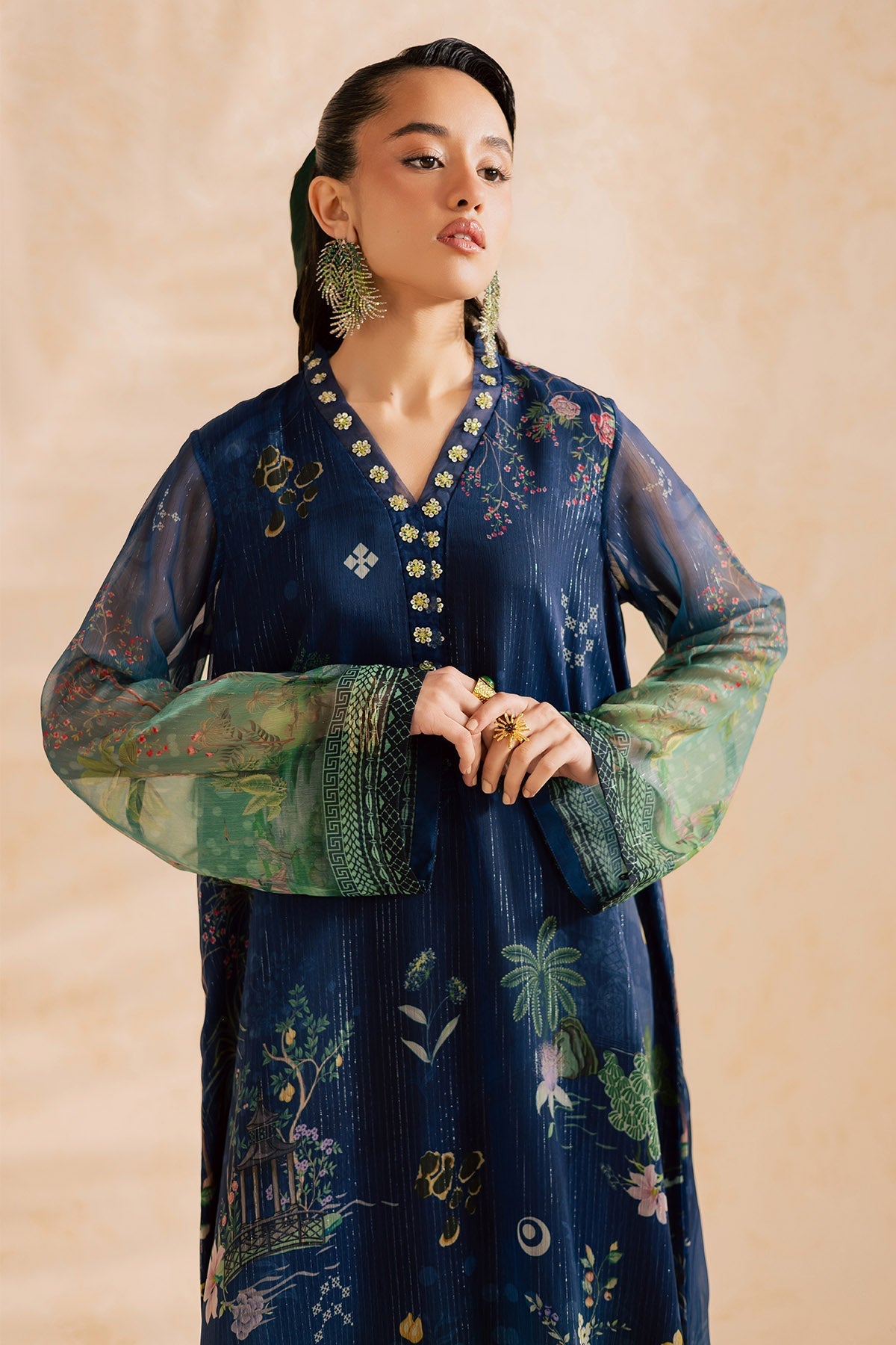 Nureh | Shades of Summer | NP-739 - Luxury Dress - available at Maria Faisal in UK and USA.
