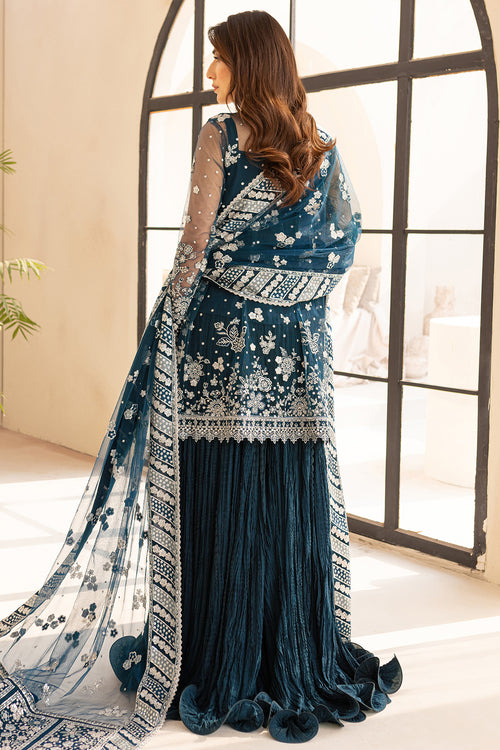 Farasha | Lu Zella Premium Formals 25 | Teal Drizzle - Ladies Clothes - Maria Faisal