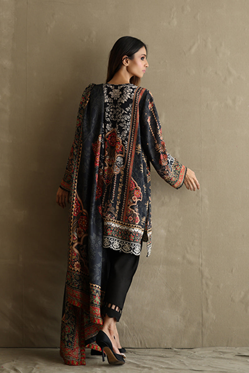 Mina Hasan | Signature Pret | Baroque In Black - Luxury Dress - available at Maria Faisal in UK and USA.