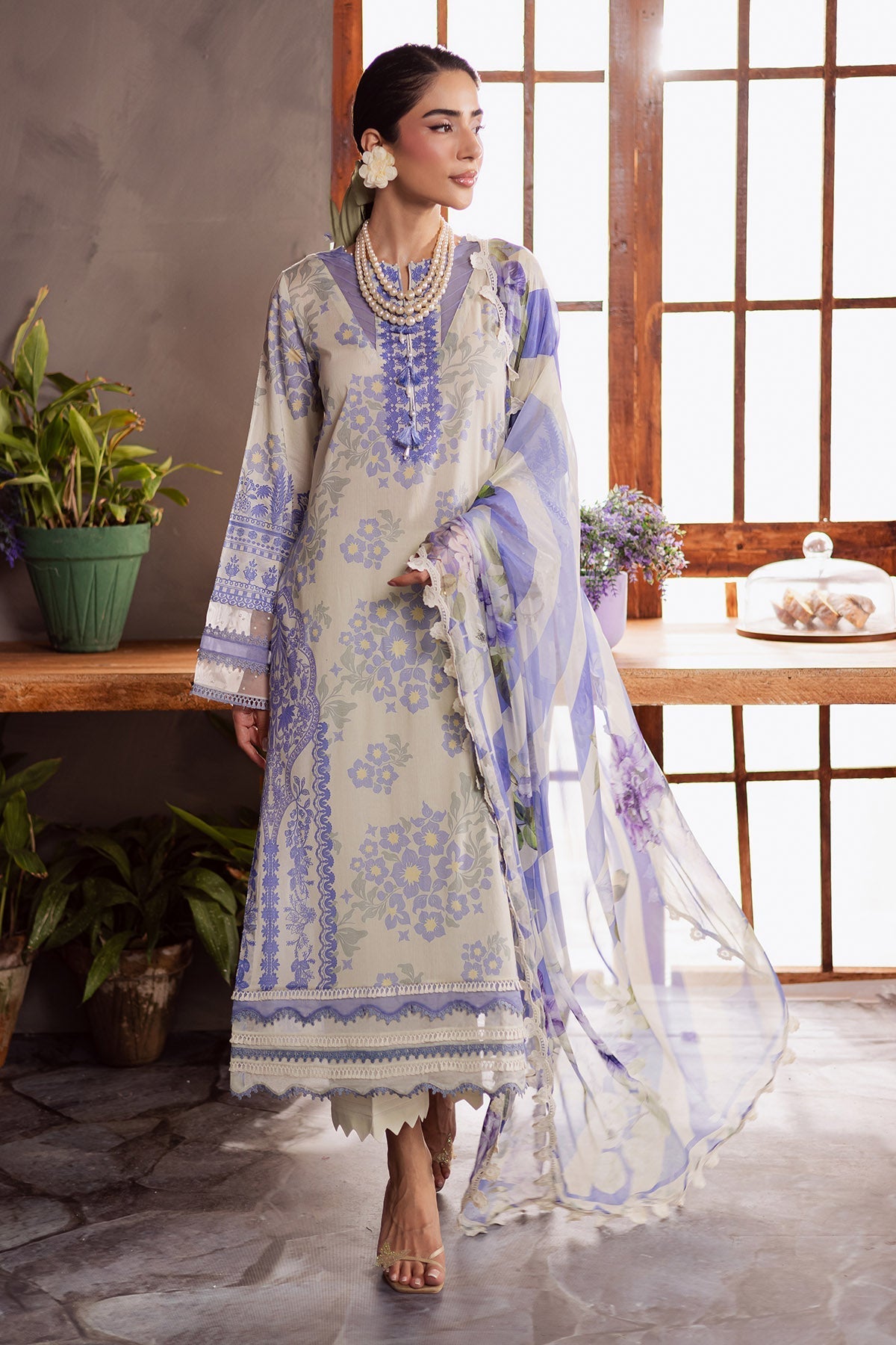 Nureh | Signature Prints 26 | SP-159 - Luxury Dress - available at Maria Faisal in UK and USA.