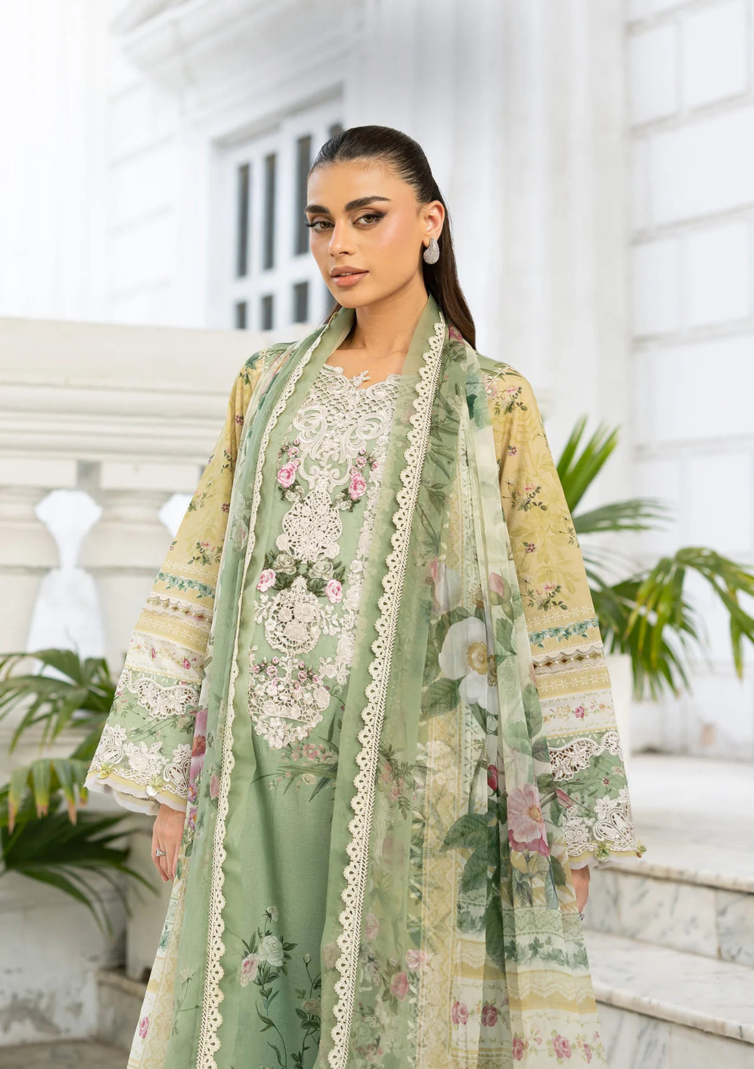 Elaf Premium | Signature Embroidered Lawn with Chiffon Collection 26 | ESG-1A ELARA - Luxury Dress - available at Maria Faisal in UK and USA.