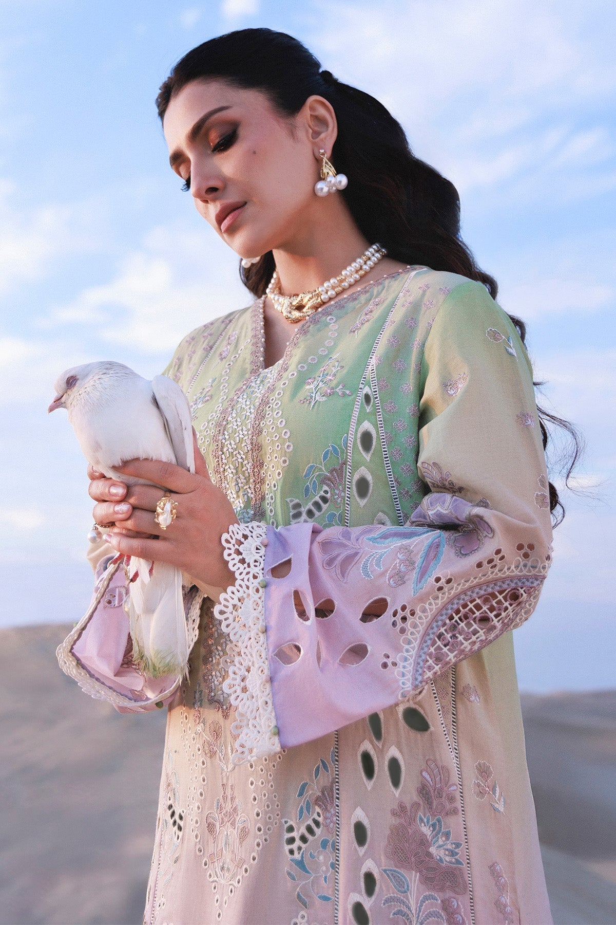 Nureh | Aman Luxe | Emelfie NE-228 - Luxury Dress - available at Maria Faisal in UK and USA.