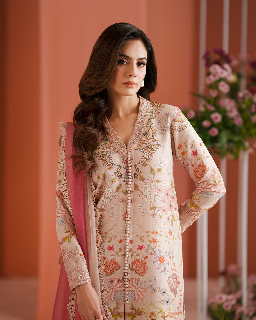 Faiza Saqlain | Roim Silk Edit | Nermin - Luxury Dress - available at Maria Faisal in UK and USA.