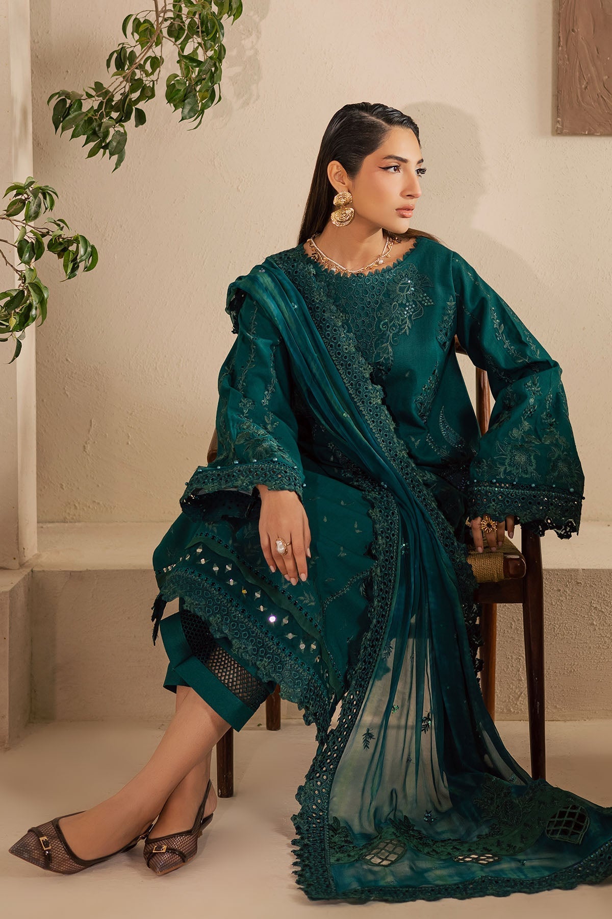 Nureh | Karandi Collection | NE-220 - Luxury Dress - available at Maria Faisal in UK and USA.
