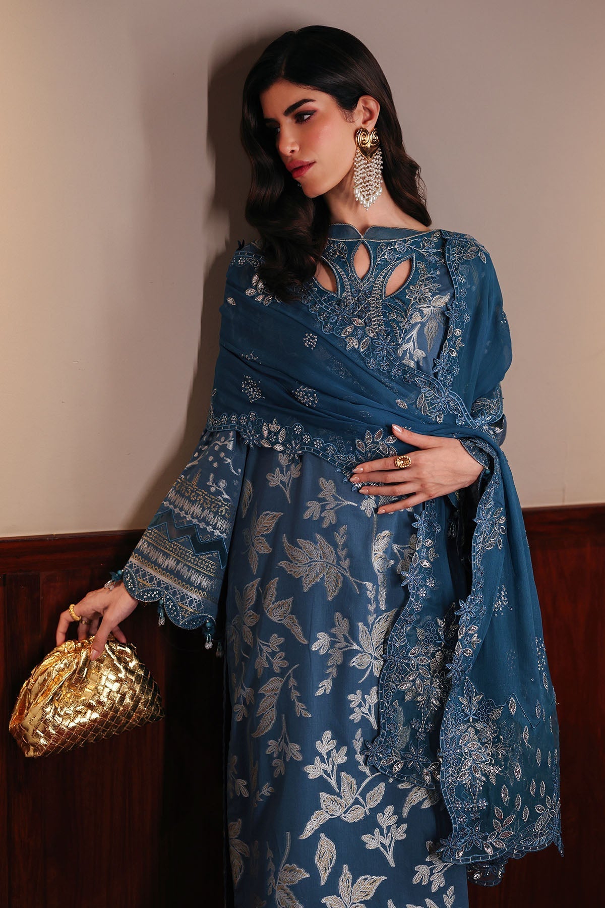 Nureh | Exclusive Jacquard | NE-223 - Luxury Dress - available at Maria Faisal in UK and USA.