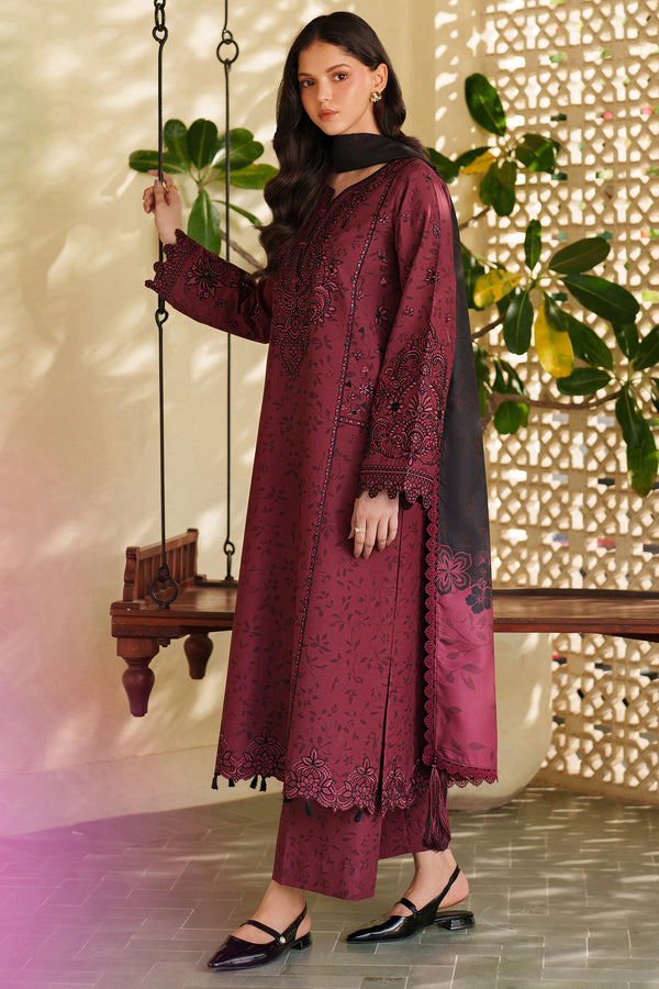 Farasha | Meline Premium Viscose 25 | Sable Bloom - Luxury Dress - available at Maria Faisal in UK and USA.
