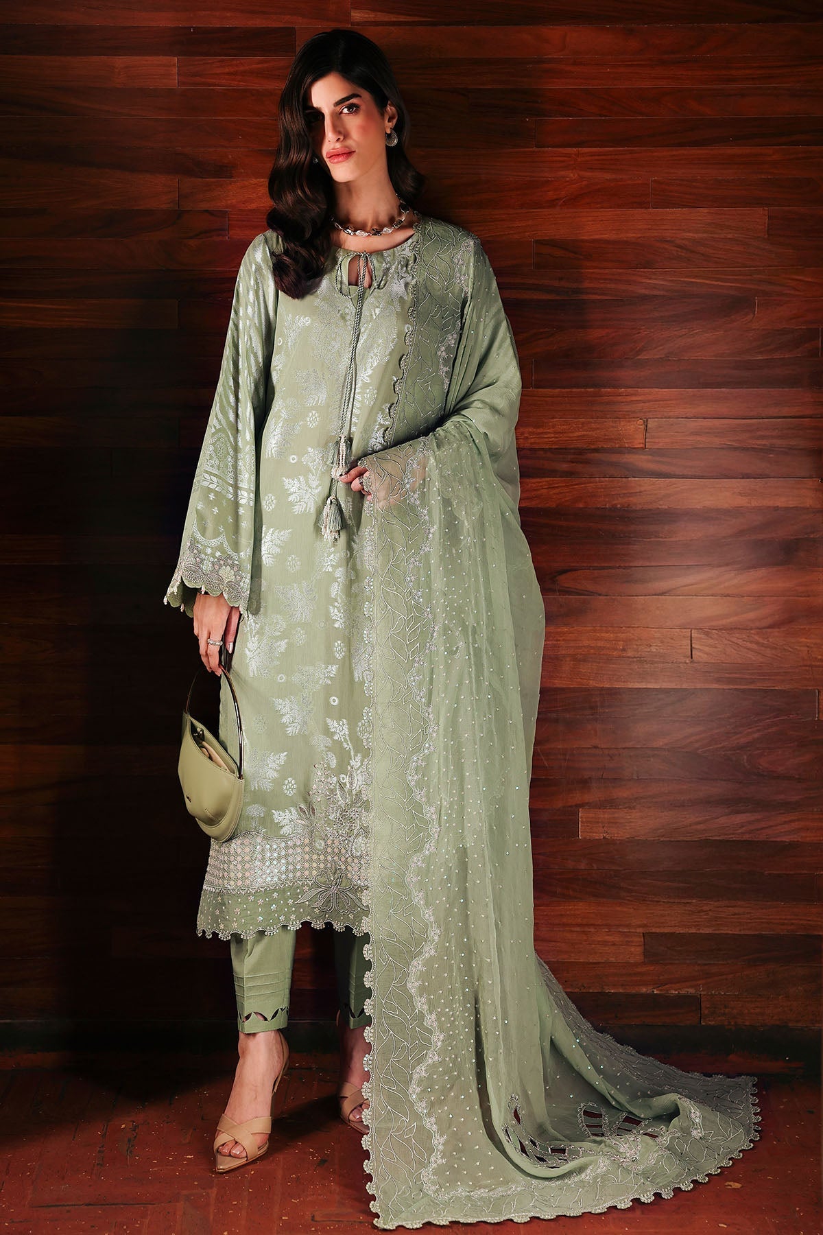 Nureh | Exclusive Jacquard | NE-226 - Luxury Dress - available at Maria Faisal in UK and USA.