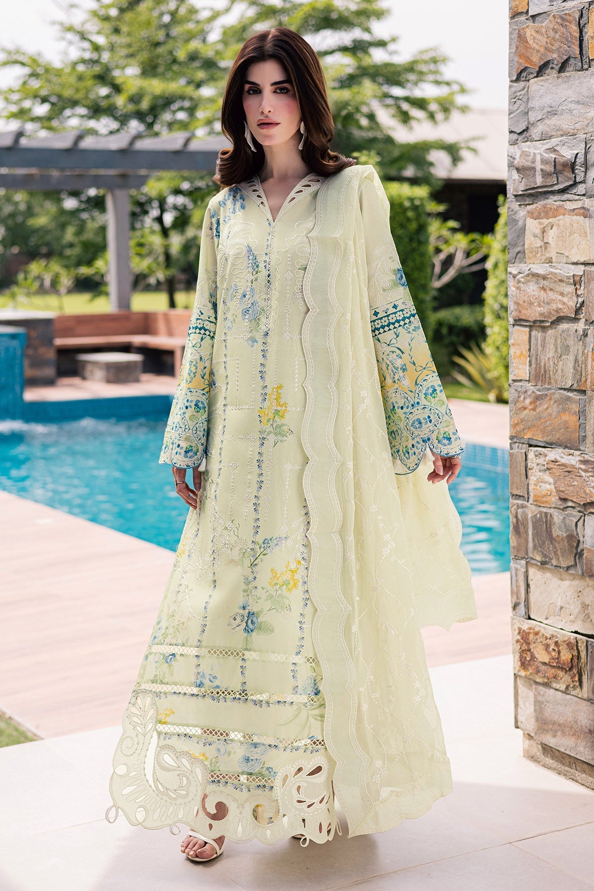 Nureh | Raha Lawn | NE-259 - Luxury Dress - available at Maria Faisal in UK and USA.