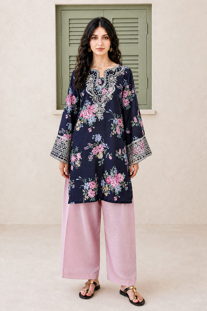 Saad Shaikh | Ease Fall Edit 26 | D-09 Co-ord Set Black and Pink - Casual Dress - available at Maria Faisal in UK and USA.