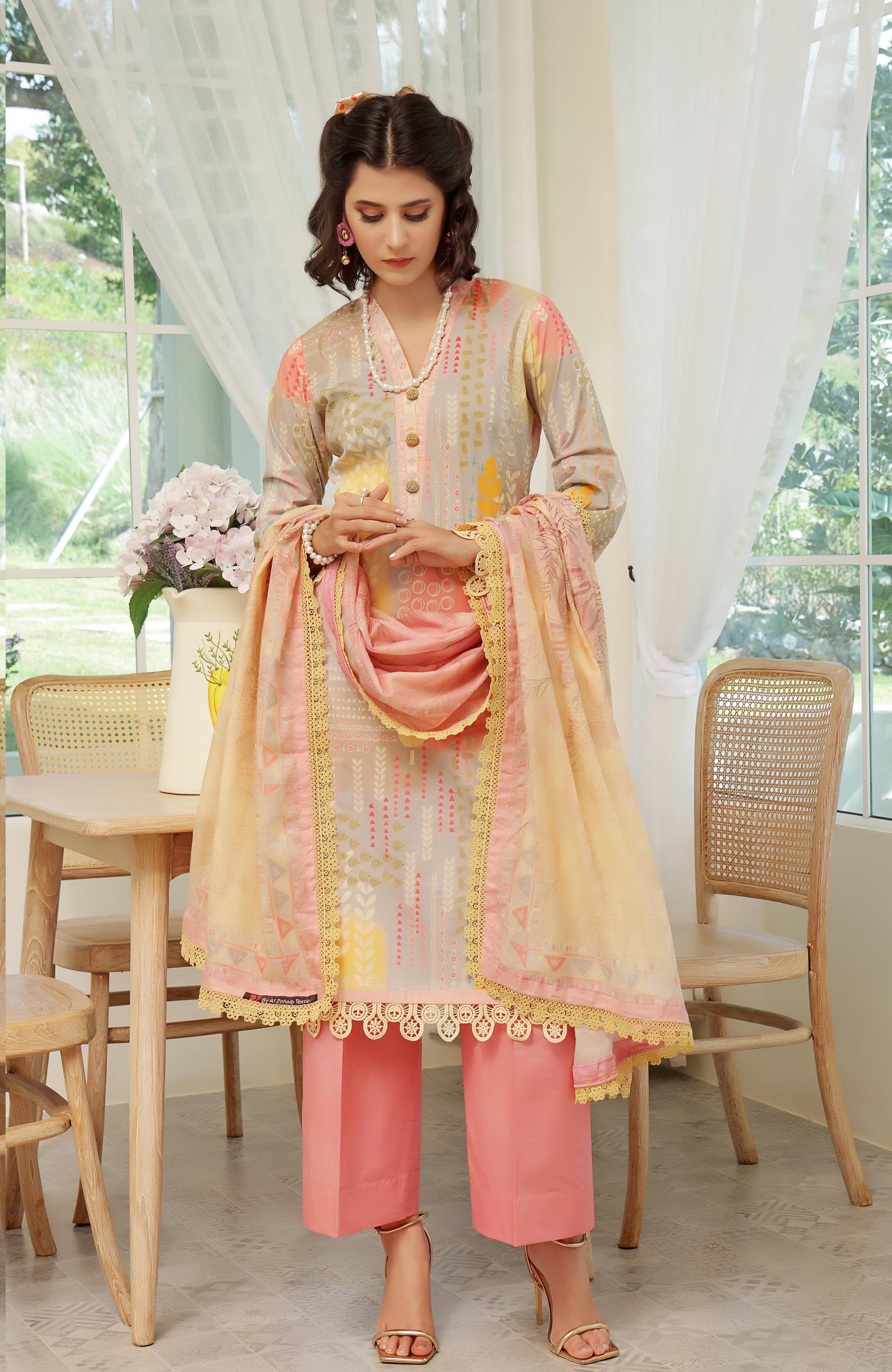 Alzohaib | Digital Printed Cambric | Colors Digital Cambric 3 Piece-CDC-25-06 - Ladies Clothes - Maria Faisal