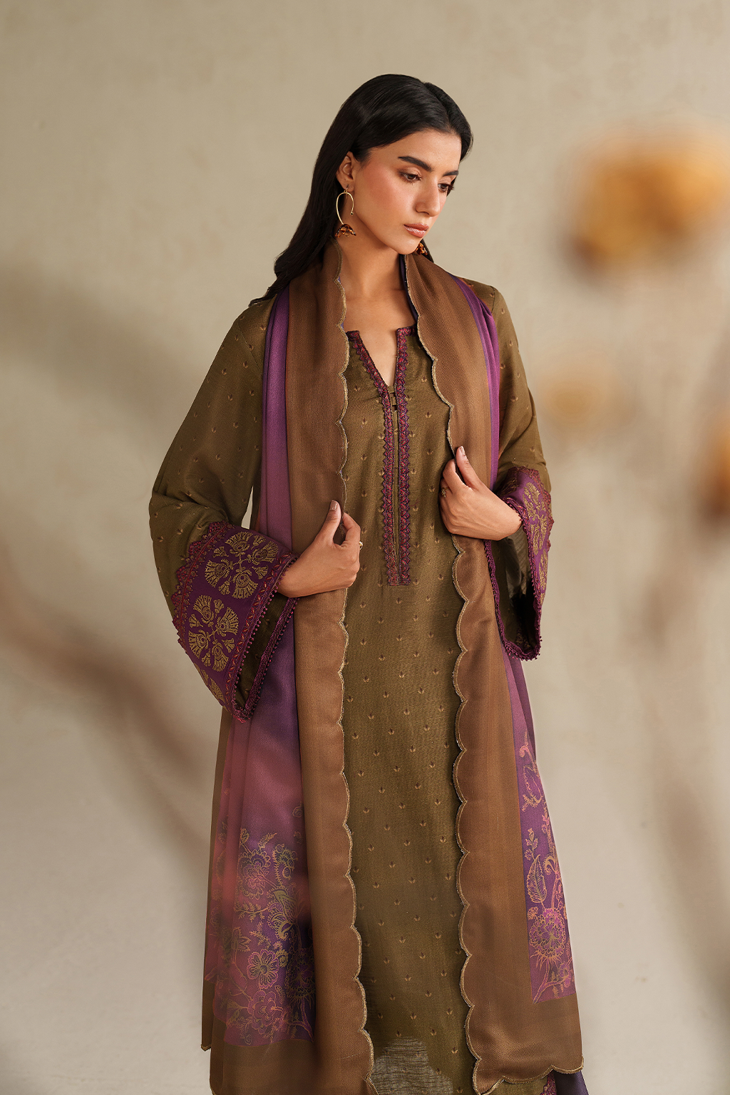 Iznik | Winter Chapter 25 | UE-573 Printed Khaddar - Casual Dress - available at Maria Faisal in UK and USA.