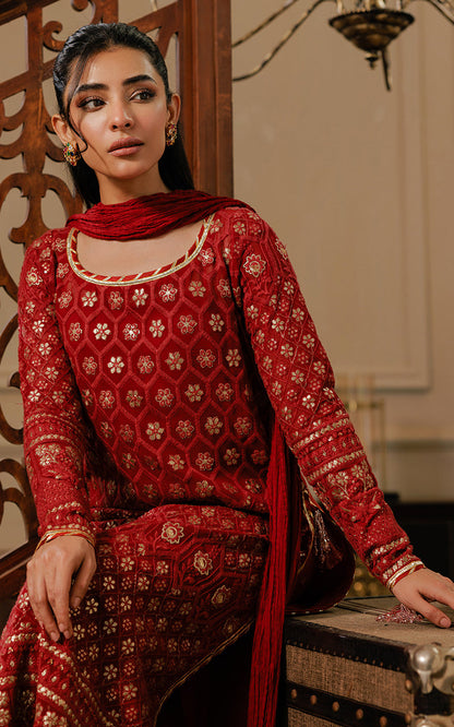 Threads and Motifs | Formal Dresses 25 | Embroidered Shirt With Gharara And Dupatta - Ladies Clothes - Maria Faisal