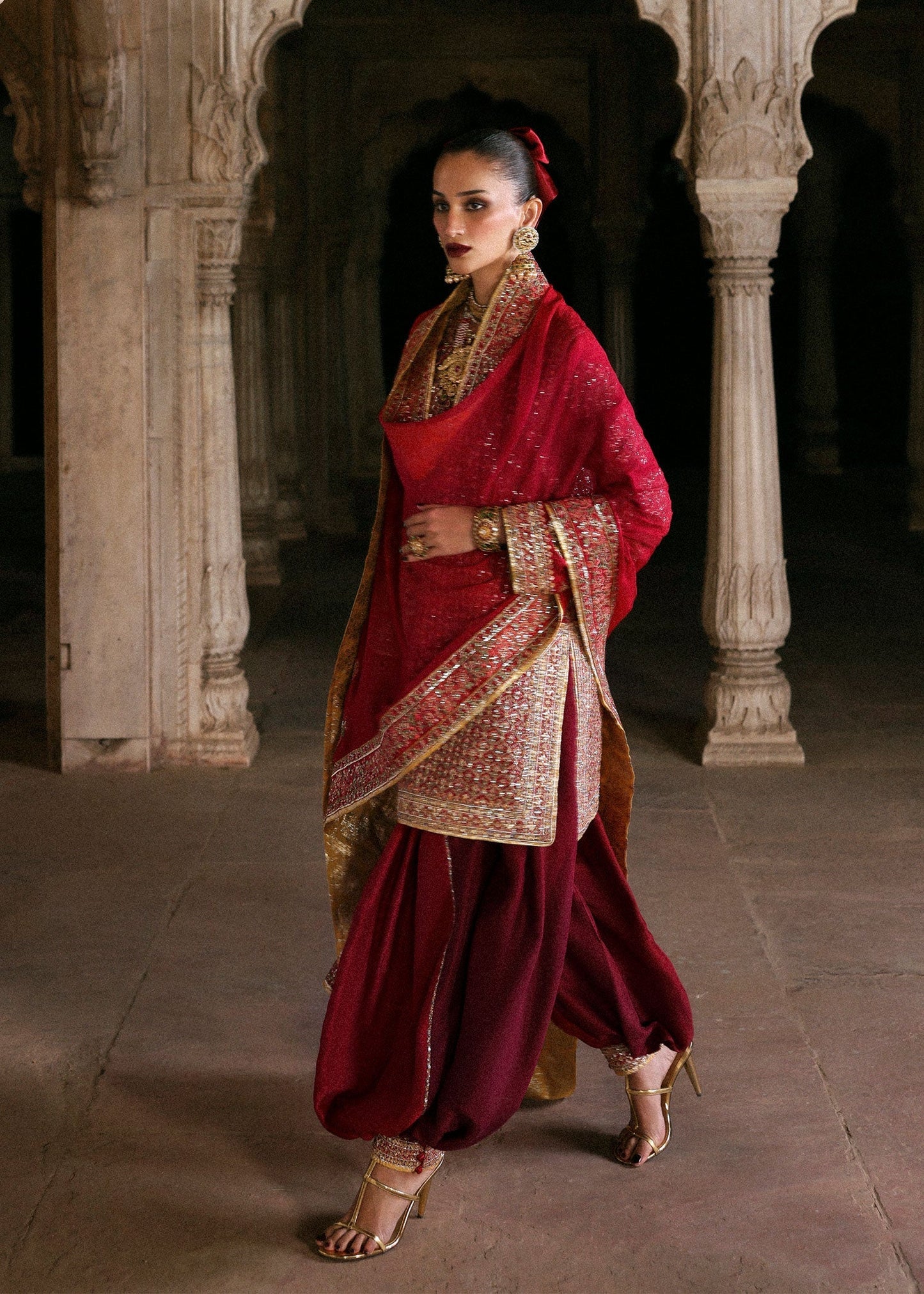 Hussain Rehar | Luxury Pret AW 25 | Crimselle - Formal Dress - available at Maria Faisal in UK and USA.
