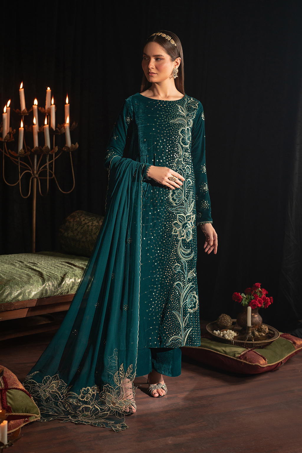 Iznik | Velvet 25 | IV-47 Embroidered Velvet - Formal Dress - available at Maria Faisal in UK and USA.