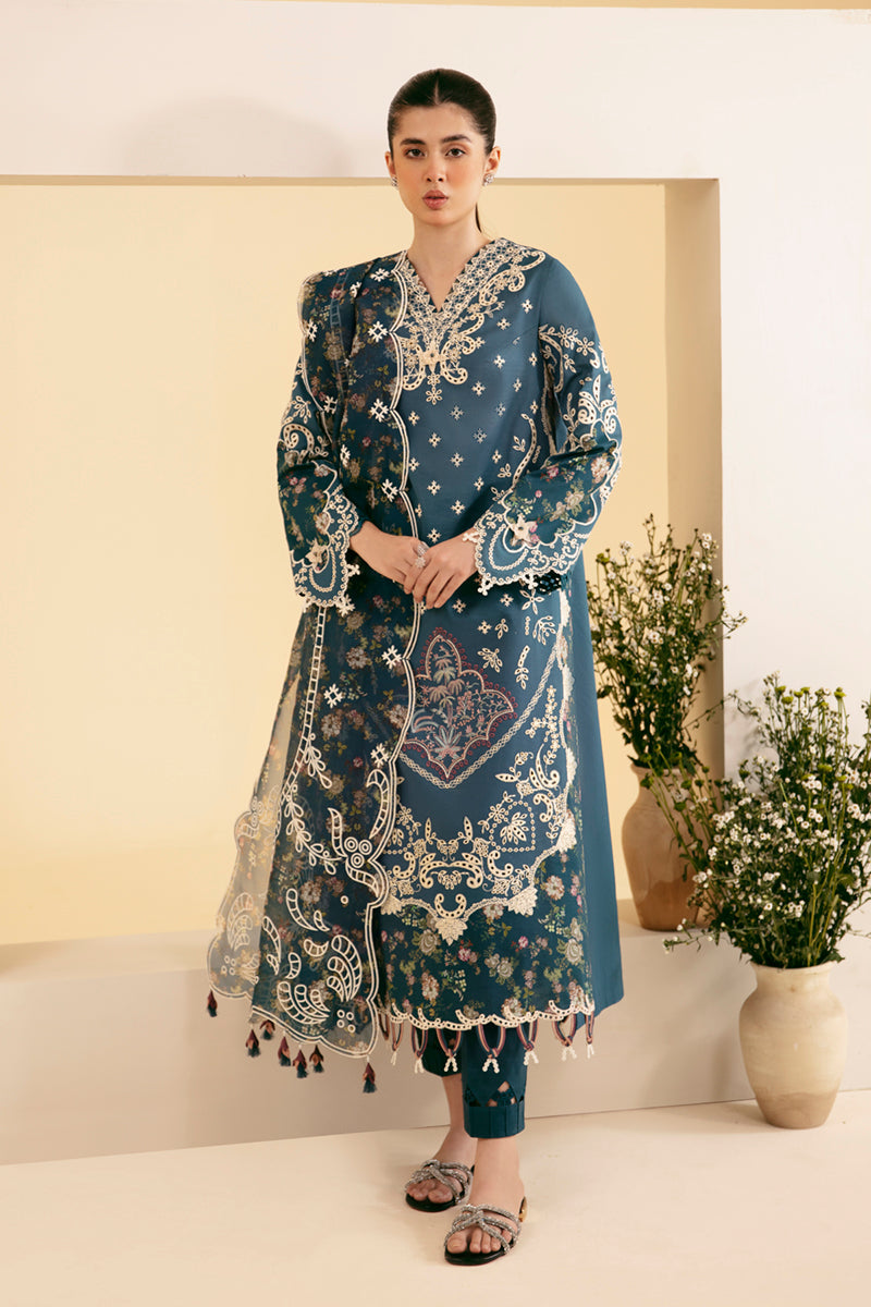 Qalamkar | Qlinekari Luxury Lawn | SQ-05 ELA - Designer Dress with Intricate embroidery and embellishments. Shop elegent wedding dress at Maria Faisal.