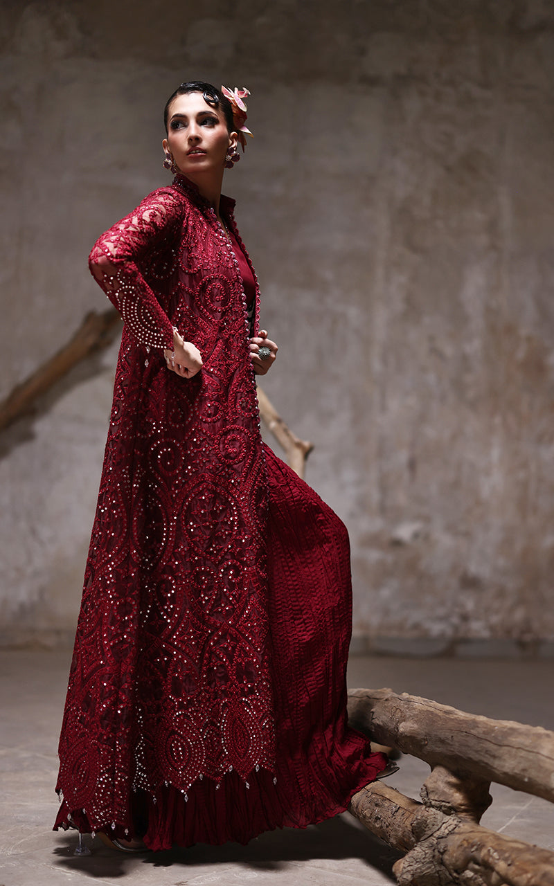 Threads and Motifs | Formal Dresses 25 | Organza Jacket With Crushed Trouser - Ladies Clothes - Maria Faisal