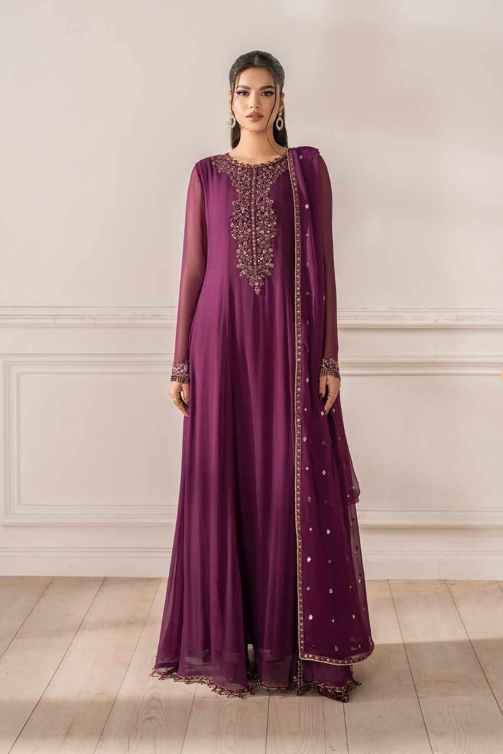 Iznik I Festive Formal I UE-480 Embroidered Chiffon - Ladies Clothes - Maria Faisal