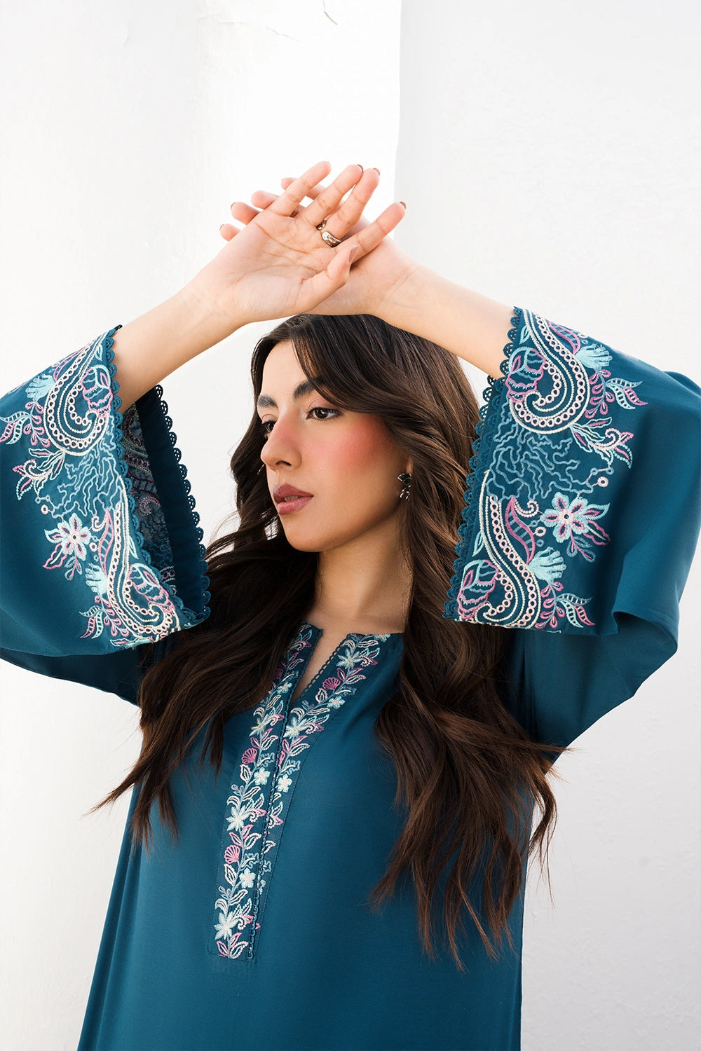 Azure | Chic Essentials | Aquamarine - Casual Dress - available at Maria Faisal in UK and USA.