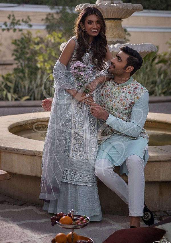 Layla Chatoor | Luxury Pret | Blue Chikankari - Luxury Dress - available at Maria Faisal in UK and USA.