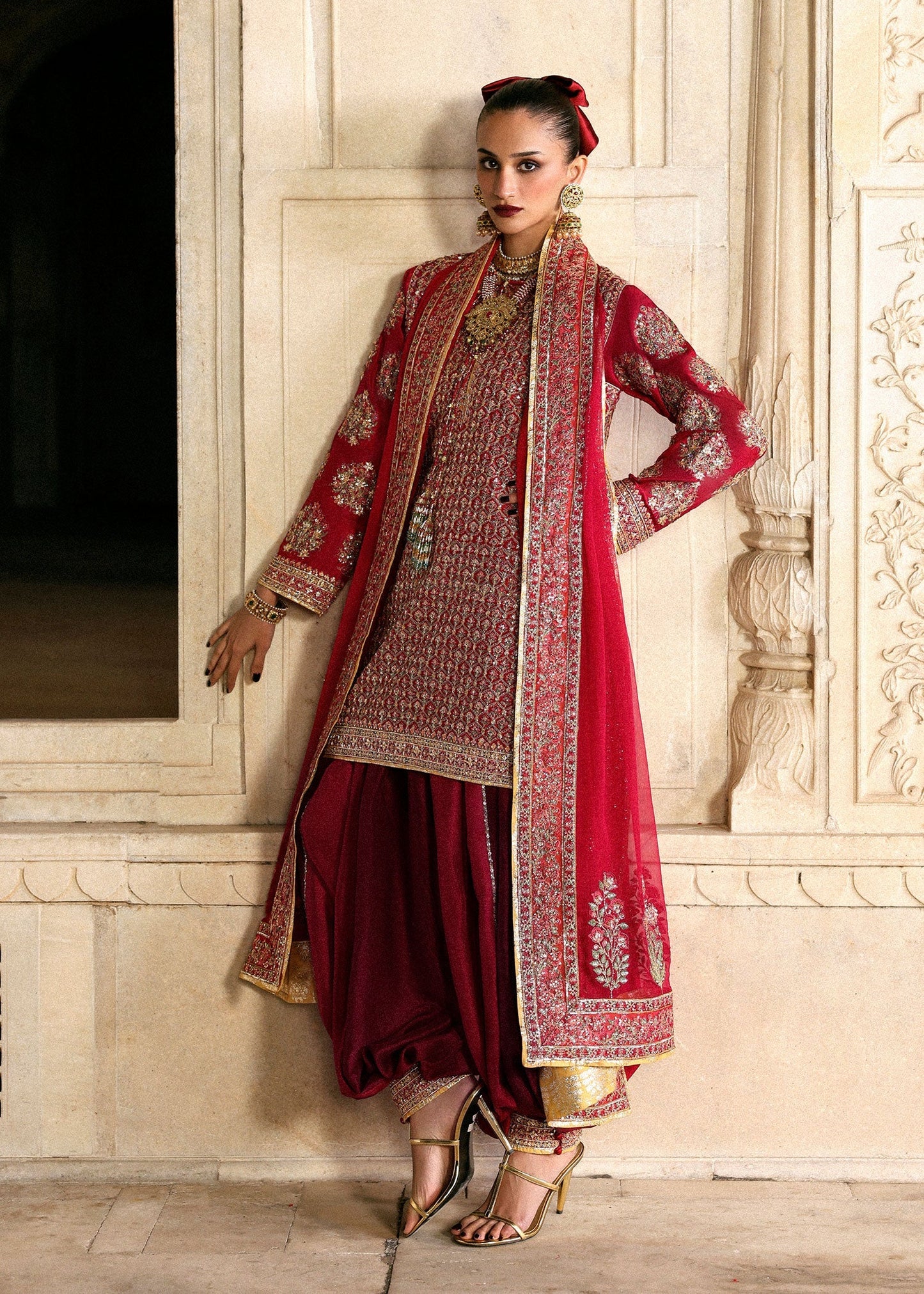 Hussain Rehar | Luxury Pret AW 25 | Crimselle - Formal Dress - available at Maria Faisal in UK and USA.