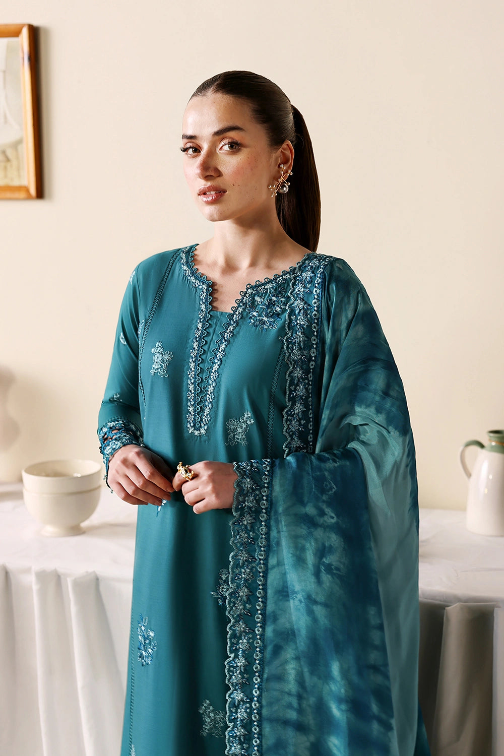 Azure | Luxury Lawn 26 | Sea Breeze - Dress - available at Maria Faisal in UK and USA.