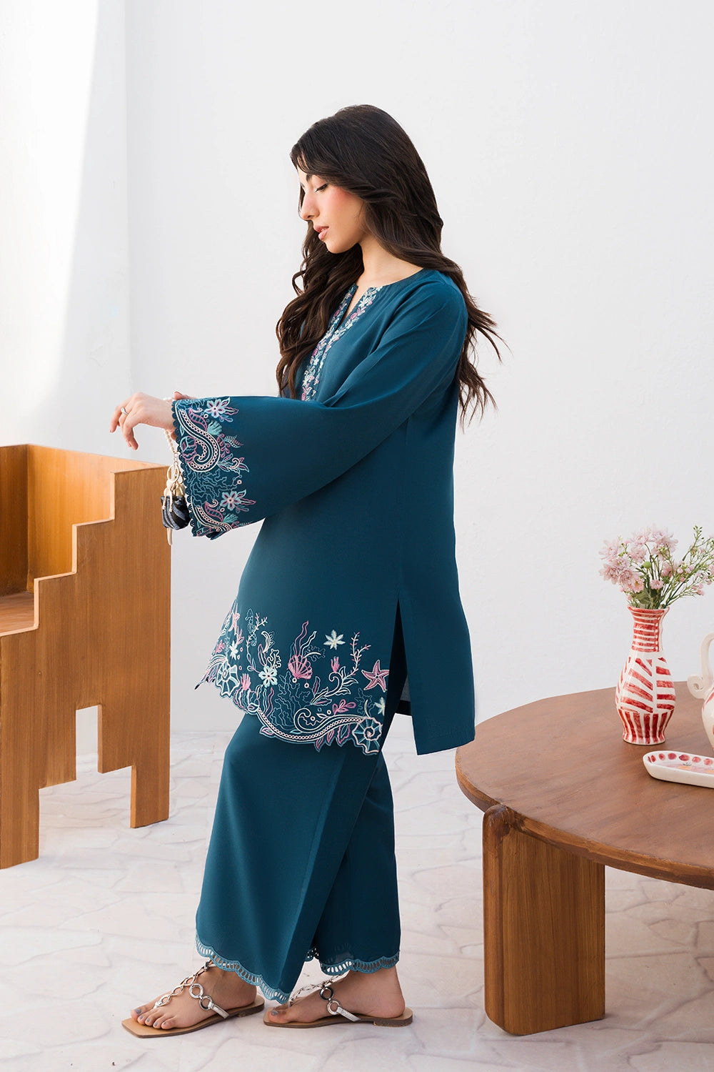 Azure | Chic Essentials | Aquamarine - Casual Dress - available at Maria Faisal in UK and USA.