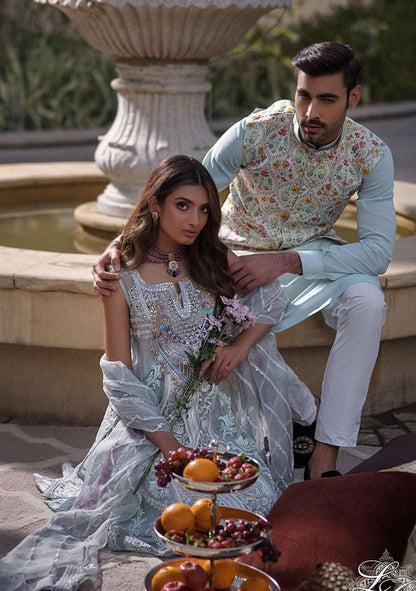 Layla Chatoor | Luxury Pret | Blue Chikankari - Luxury Dress - available at Maria Faisal in UK and USA.