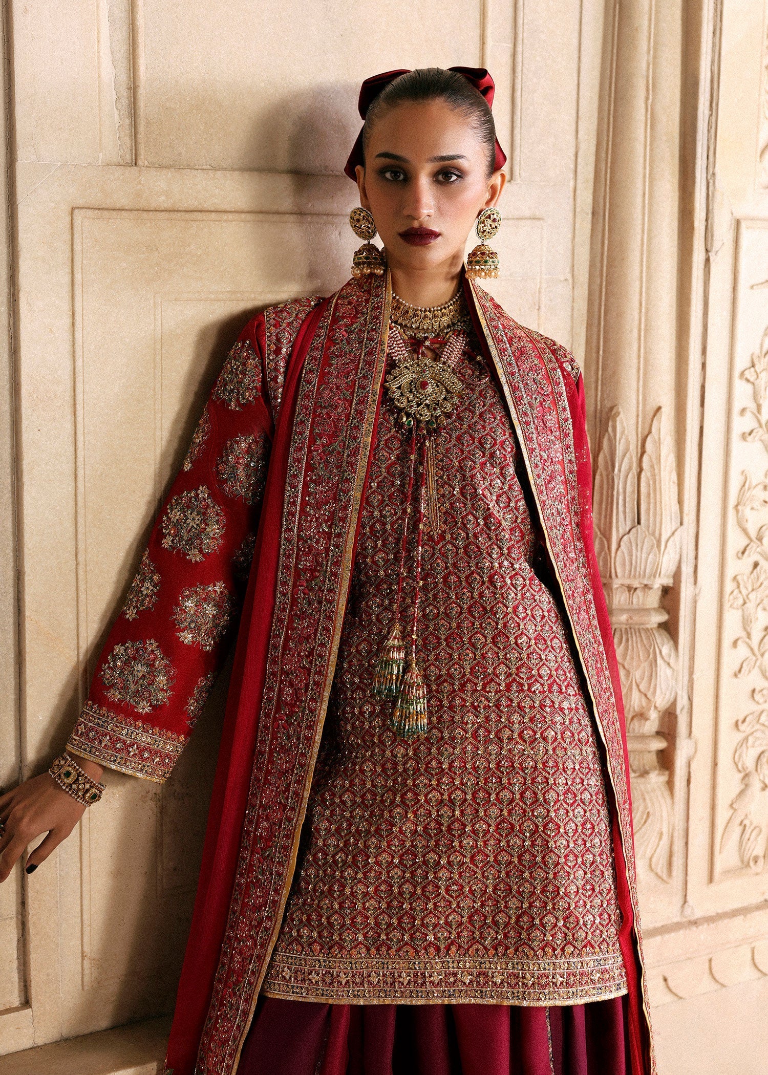 Hussain Rehar | Luxury Pret AW 25 | Crimselle - Formal Dress - available at Maria Faisal in UK and USA.