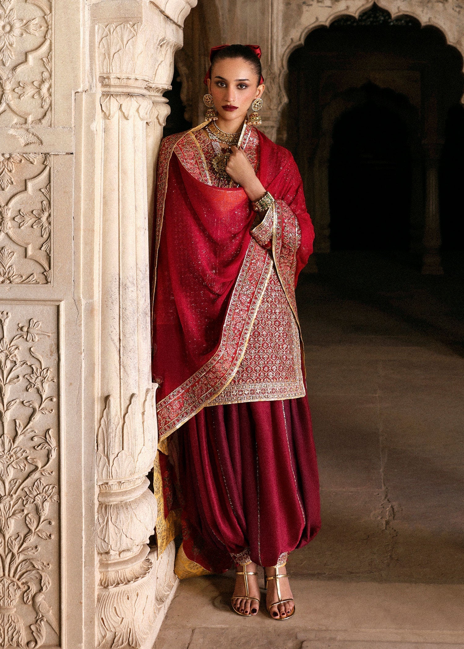 Hussain Rehar | Luxury Pret AW 25 | Crimselle - Formal Dress - available at Maria Faisal in UK and USA.
