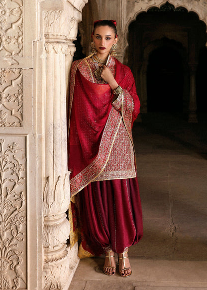 Hussain Rehar | Luxury Pret AW 25 | Crimselle - Formal Dress - available at Maria Faisal in UK and USA.