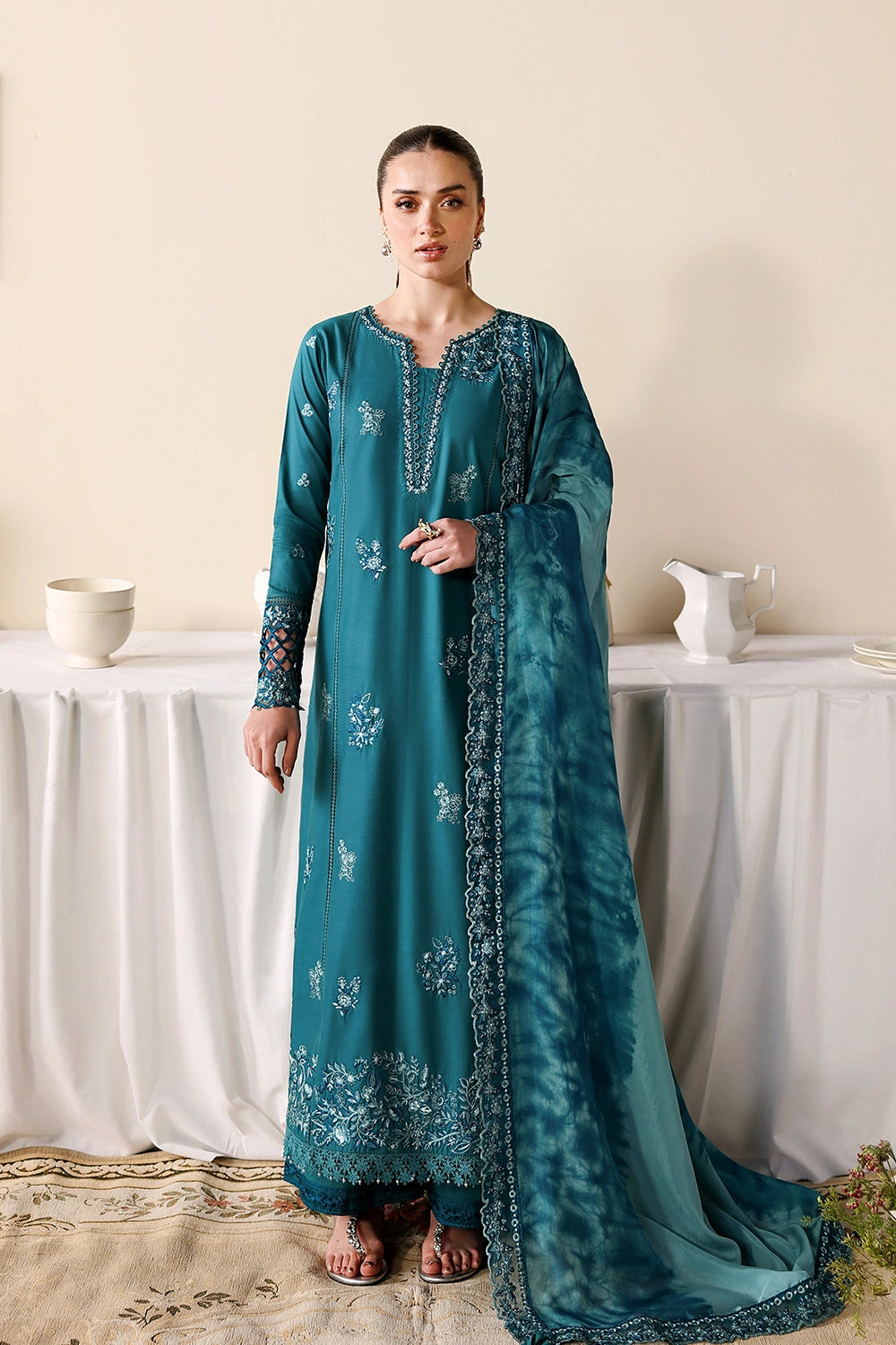 Azure | Luxury Lawn 26 | Sea Breeze - Dress - available at Maria Faisal in UK and USA.