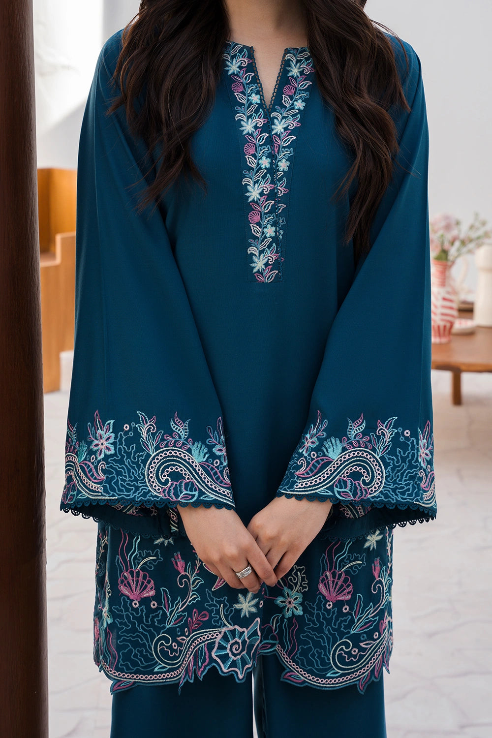 Azure | Chic Essentials | Aquamarine - Casual Dress - available at Maria Faisal in UK and USA.