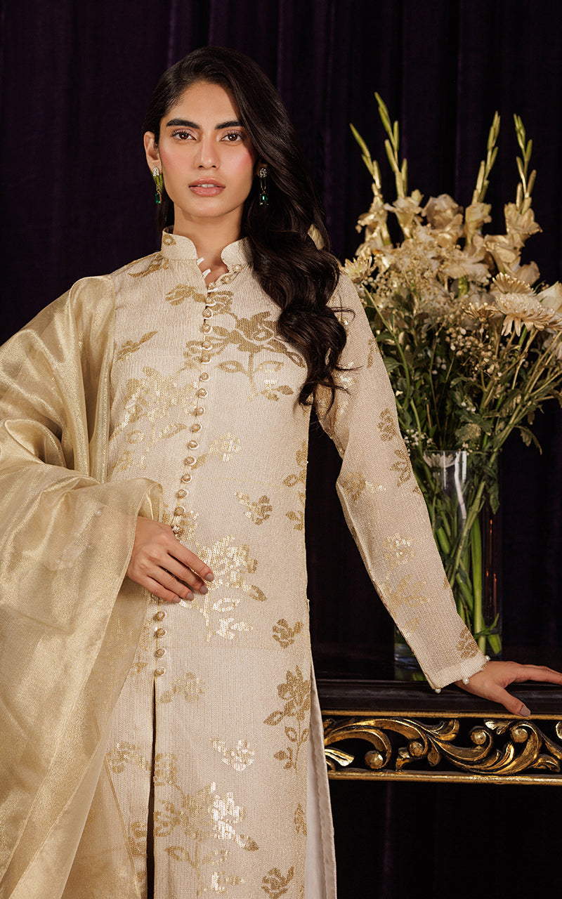 Threads and Motifs | Formal Dresses 25 | Chiffon Embroidered Jacket with Embroidered Trouser - Ladies Clothes - Maria Faisal