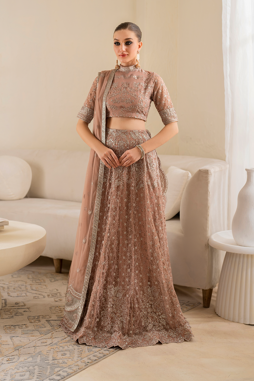 Iznik | Chinnon Chiffon | CC-43 Embroidered Net - Ladies Clothes - Maria Faisal