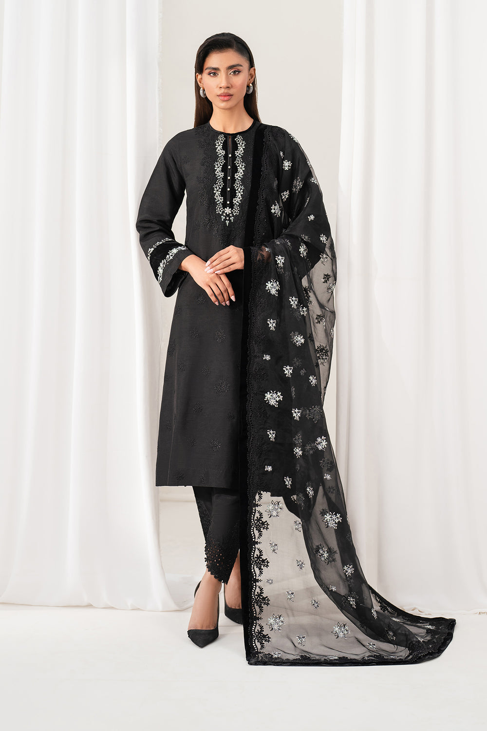 Baroque | Formals Collection | EMBROIDERED RAW SILK UF-4137 - Formal Dress - available at Maria Faisal in UK and USA.