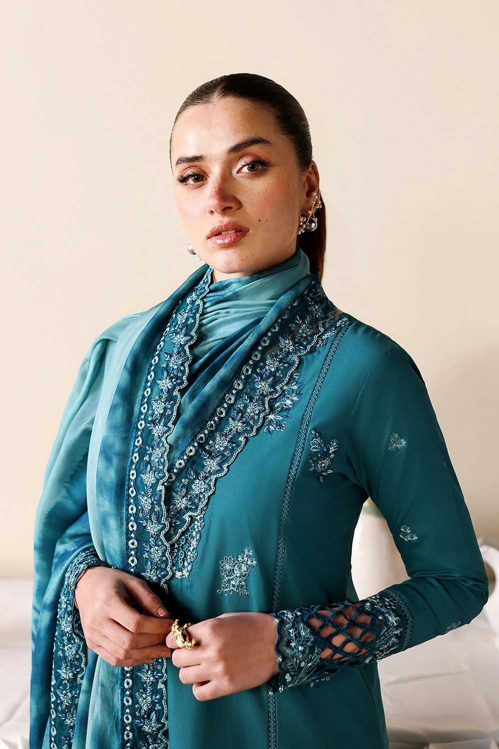 Azure | Luxury Lawn 26 | Sea Breeze - Dress - available at Maria Faisal in UK and USA.