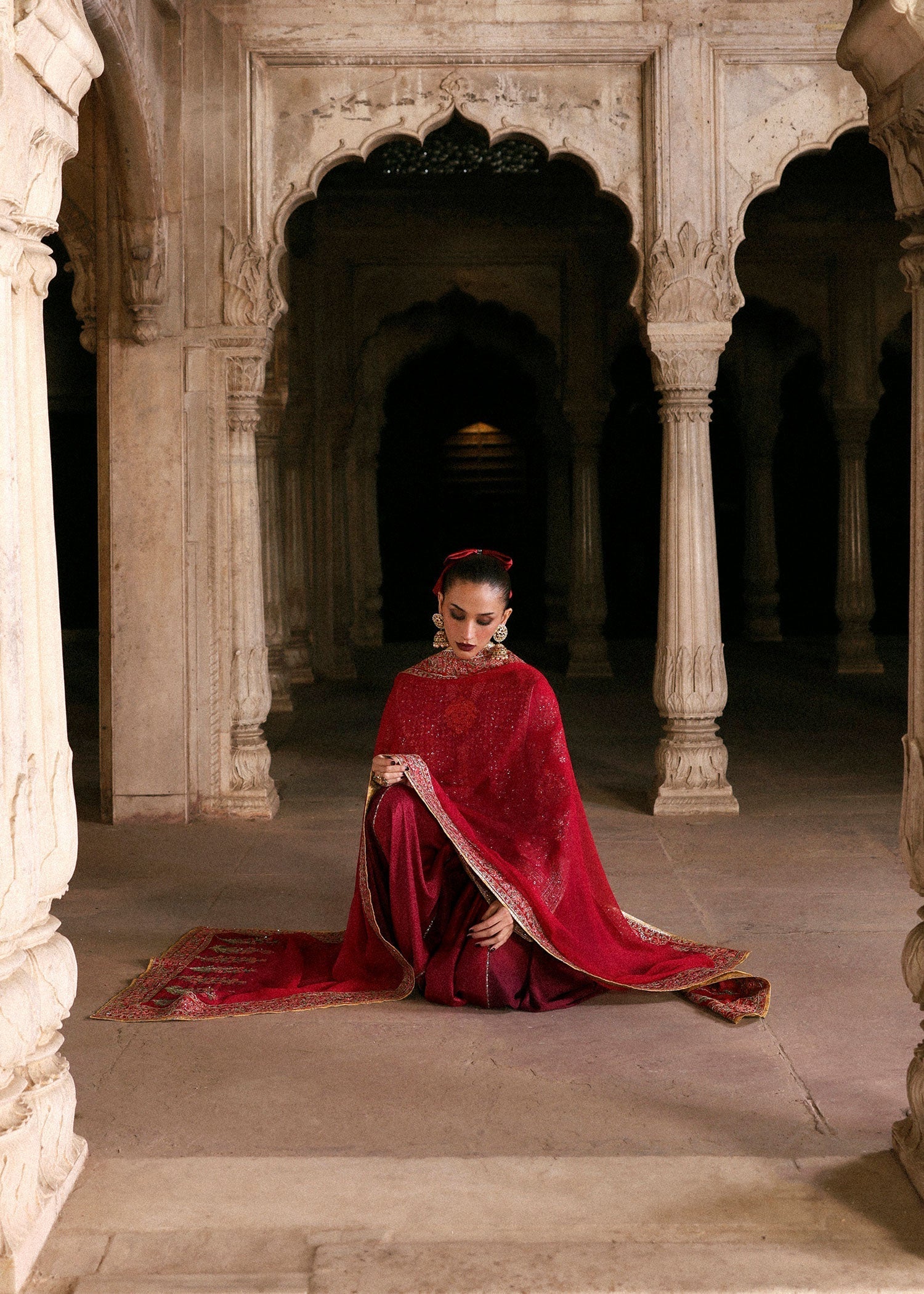 Hussain Rehar | Luxury Pret AW 25 | Crimselle - Formal Dress - available at Maria Faisal in UK and USA.