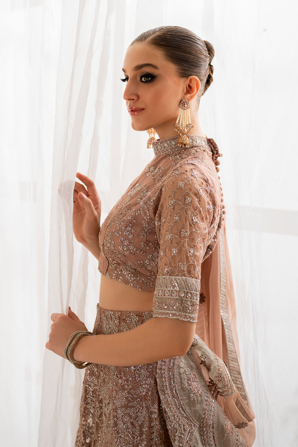 Iznik | Chinnon Chiffon | CC-43 Embroidered Net - Ladies Clothes - Maria Faisal