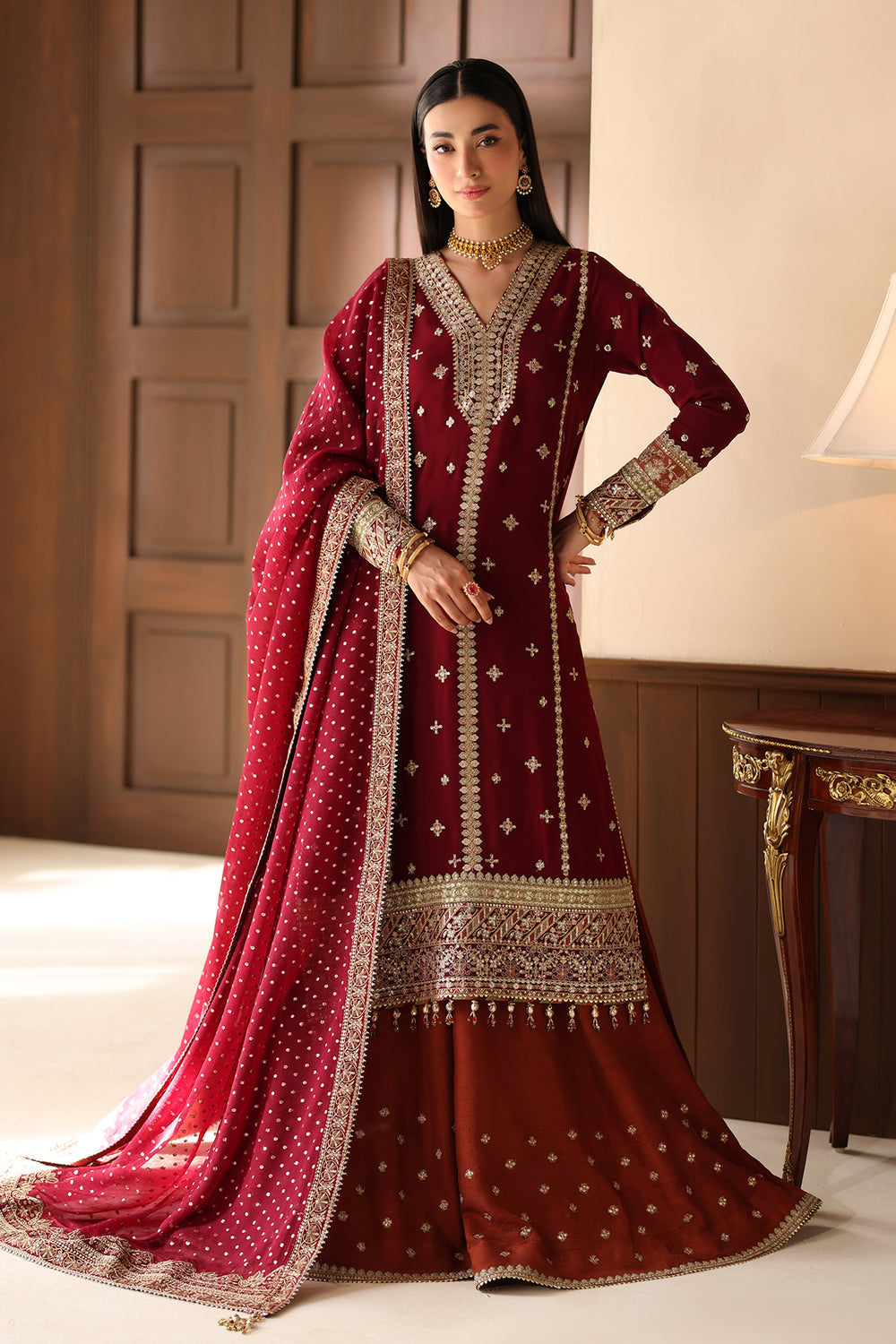 Baroque | Formals Collection | EMBROIDERED CHIFFON UF-4486 - Formal Dress - available at Maria Faisal in UK and USA.
