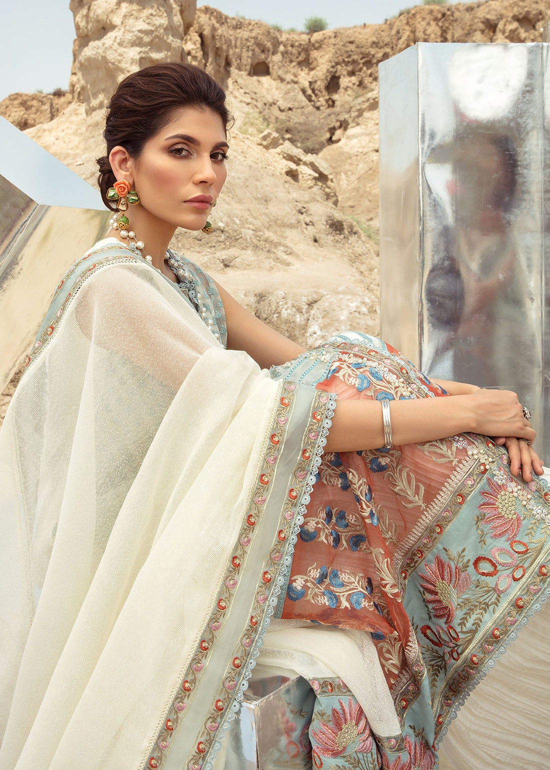 Saira Shakira | Luxury Pret | Rust Angrakha - Ladies Clothes - Maria Faisal