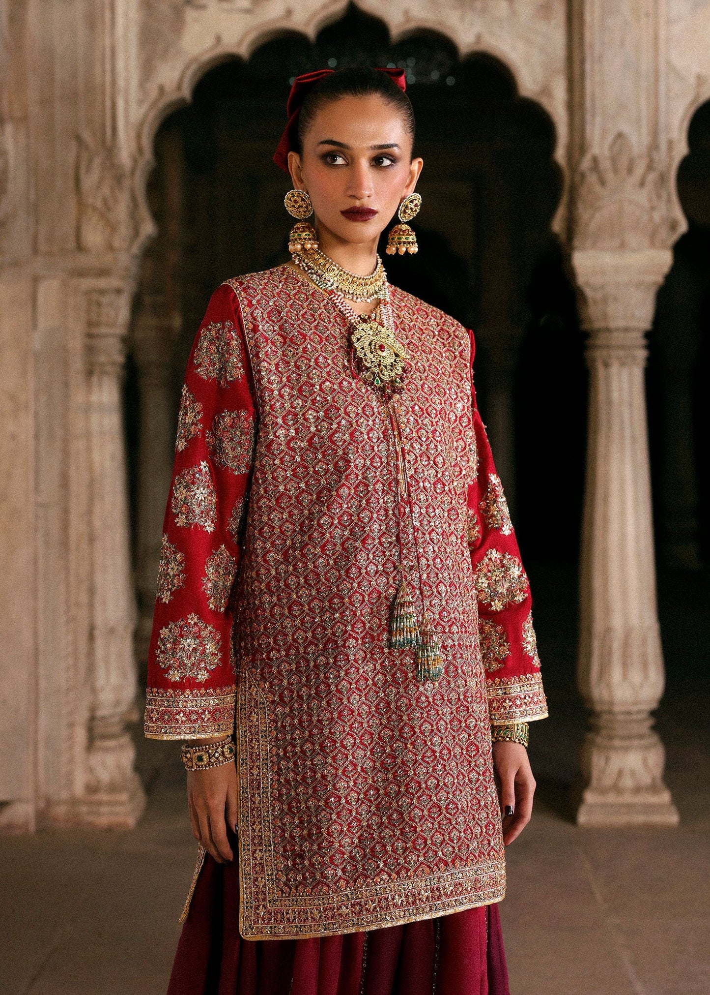 Hussain Rehar | Luxury Pret AW 25 | Crimselle - Formal Dress - available at Maria Faisal in UK and USA.