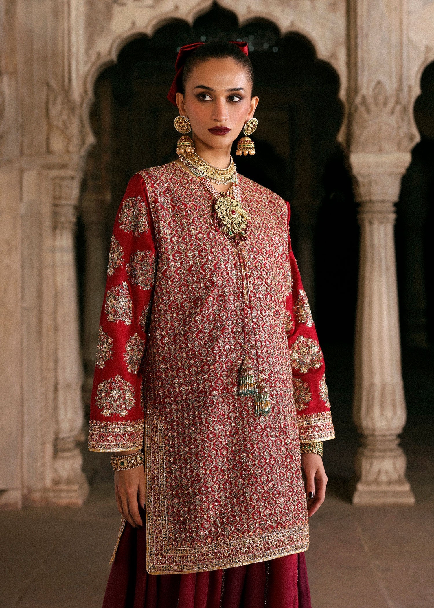 Hussain Rehar | Luxury Pret AW 25 | Crimselle - Formal Dress - available at Maria Faisal in UK and USA.