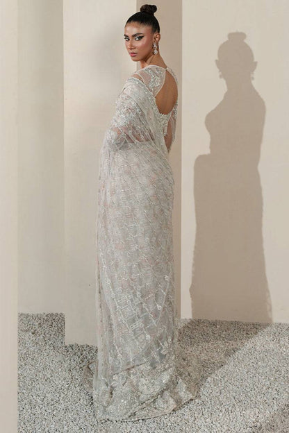 Khakaa | Serie Luxuriante 25 | White Orchid Saree - Ladies Clothes - Maria Faisal