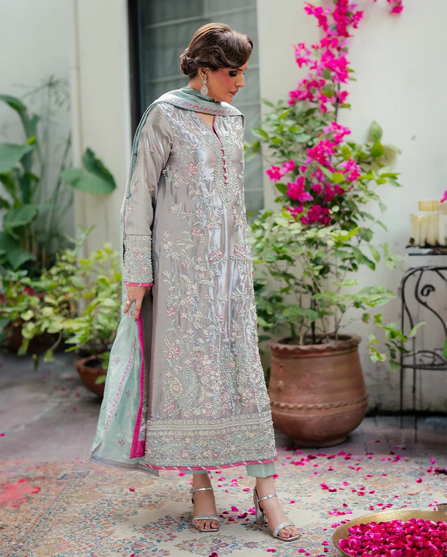 Mushq | Sunehri Lama Silk | Resham - Formal Dress - available at Maria Faisal in UK and USA.